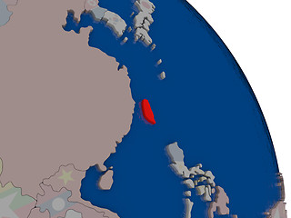 Image showing Taiwan with flag on globe