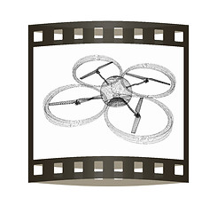 Image showing Quadcopter Dron. 3d render. The film strip.