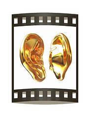 Image showing Gold Ear model. 3d illustration. The film strip.