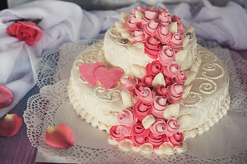 Image showing wedding cake with flowers