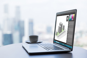 Image showing 3d model in graphics editor on laptop screen