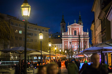 Image showing Ljubljana, capital of Slovenia, at night.