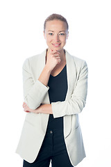 Image showing Business woman standing against white background.