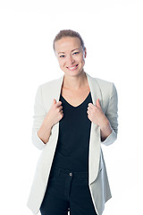 Image showing Business woman standing against white background.