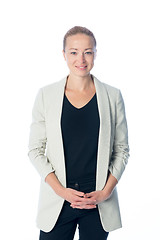 Image showing Business woman standing against white background.