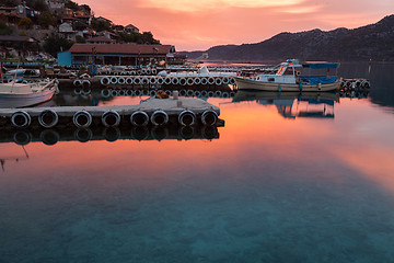 Image showing Sunrise over small fishers village