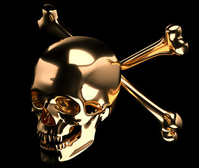 Image showing Golden Skull with crossed bones or totenkopf 