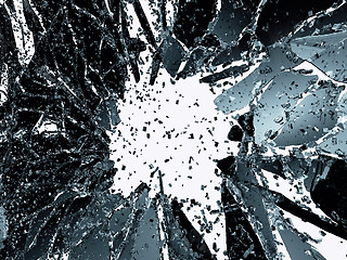 Image showing Shattered or demolished glass over white