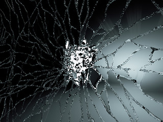 Image showing Pieces of destructed Shattered glass on white