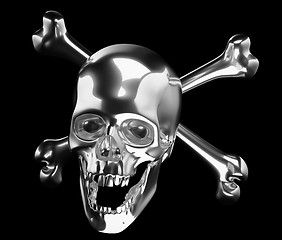 Image showing Silver Skull with crossed bones or totenkopf 