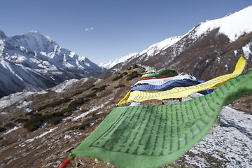 Image showing Buddhist prayer flags in Himalayas