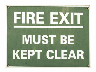 Image showing Vintage looking Fire exit sign