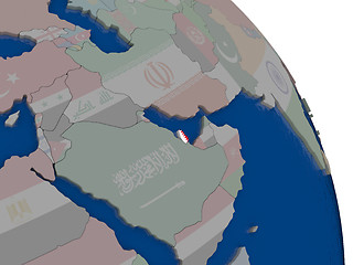 Image showing Qatar with flag on globe