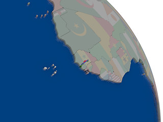 Image showing Gambia with flag on globe