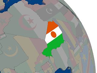 Image showing Niger with flag on globe