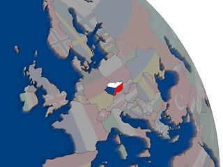 Image showing Czech republic with flag on globe