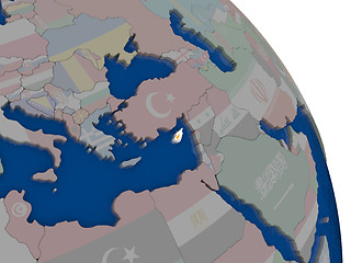 Image showing Cyprus with flag on globe