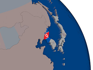 Image showing North Korea with flag on globe