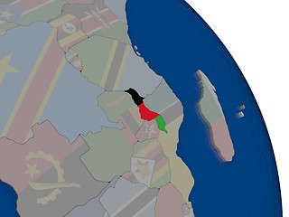 Image showing Malawi with flag on globe