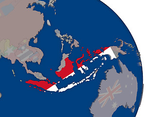 Image showing Indonesia with flag on globe