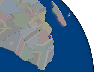 Image showing Swaziland with flag on globe