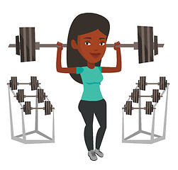 Image showing Woman lifting barbell vector illustration.