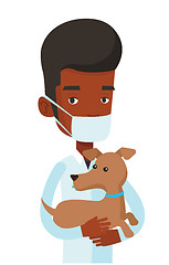 Image showing Veterinarian with dog in hands vector illustration