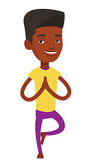 Image showing Man practicing yoga tree pose vector illustration.