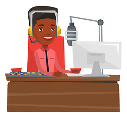 Image showing Young dj working on the radio vector illustration