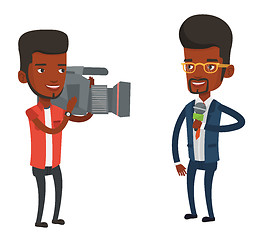 Image showing TV reporter and operator vector illustration.