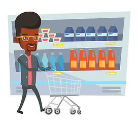 Image showing Customer with shopping cart vector illustration.