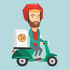 Image showing Man delivering pizza on scooter.