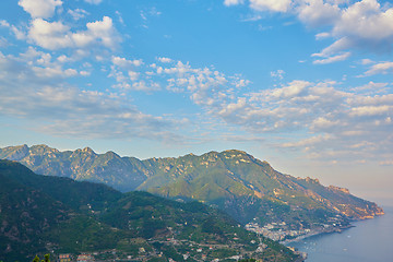 Image showing High angle view of Minori and Maiori, Amalfi coast, Italy