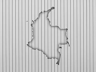 Image showing Map of Colombia on corrugated iron