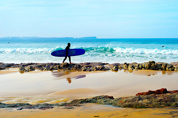 Image showing Surfer on the beach