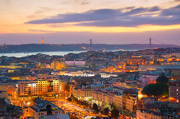 Image showing Lisbon skyline at twilight. Portugal