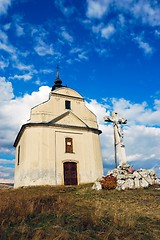 Image showing Chapel with cross on hill