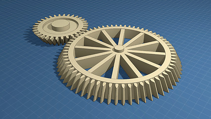 Image showing Blueprints and gears