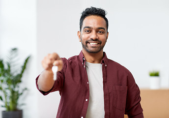 Image showing happy man with key moving to new home