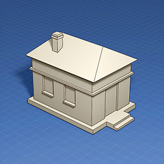 Image showing Home symbol with blueprint drawing