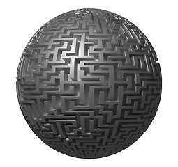 Image showing labyrinth planet - endless maze with spherical shape 3d illustration