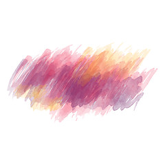 Image showing Purple and yellow watercolor painted vector stain isolated on wh