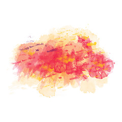 Image showing Yellow and red watercolor painted vector stain isolated on white