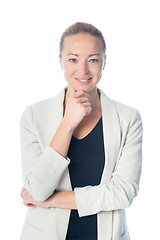 Image showing Business woman standing against white background.