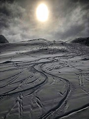 Image showing Skiing in the Stubai glacier ski resort