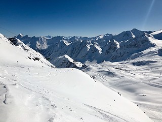 Image showing Skiing in the Stubai glacier ski resort