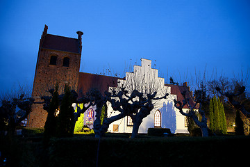 Image showing Sollerod church at night in 2016