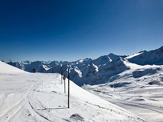 Image showing Skiing in the Stubai glacier ski resort