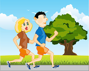 Image showing Man and woman run