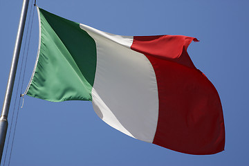 Image showing the italian flag flying in the breeze